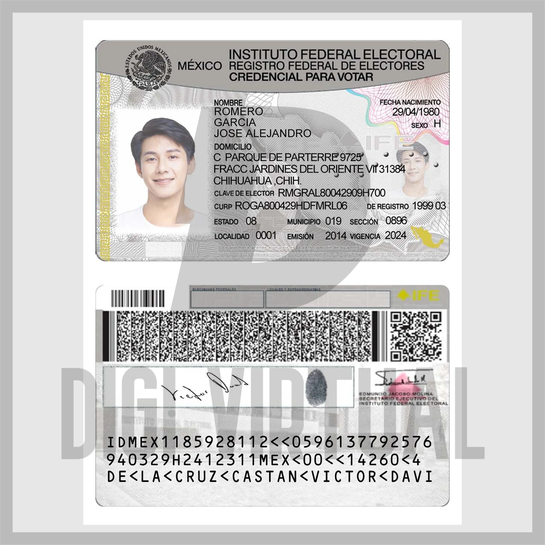 Mexico Elect ID Card PSD Template - Fully Editable